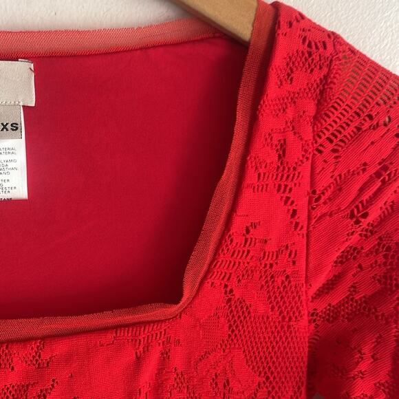 Fuzzi Tattoo Lace Fitted Square Neck Bodycon Dress - Picture 5 of 16